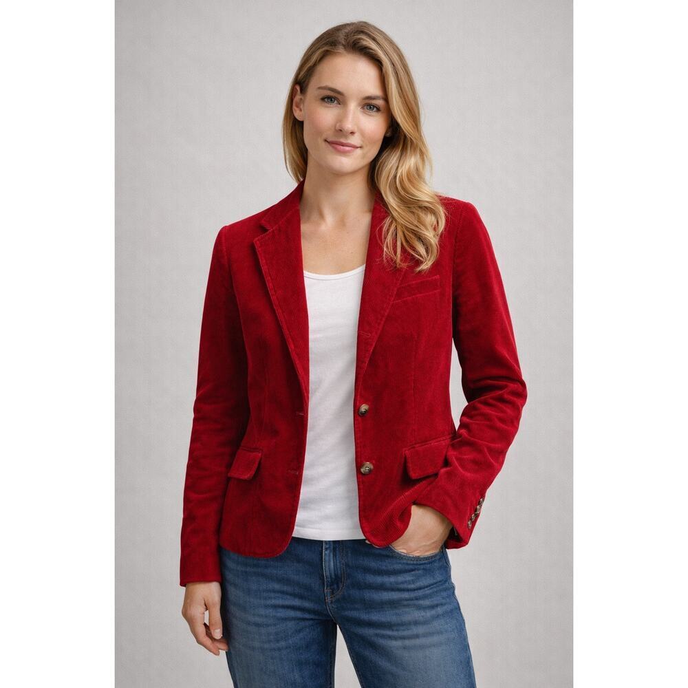 Ralph Lauren red corduroy blazer 100% cotton sz 6/ M - riding/ equestrian jacket